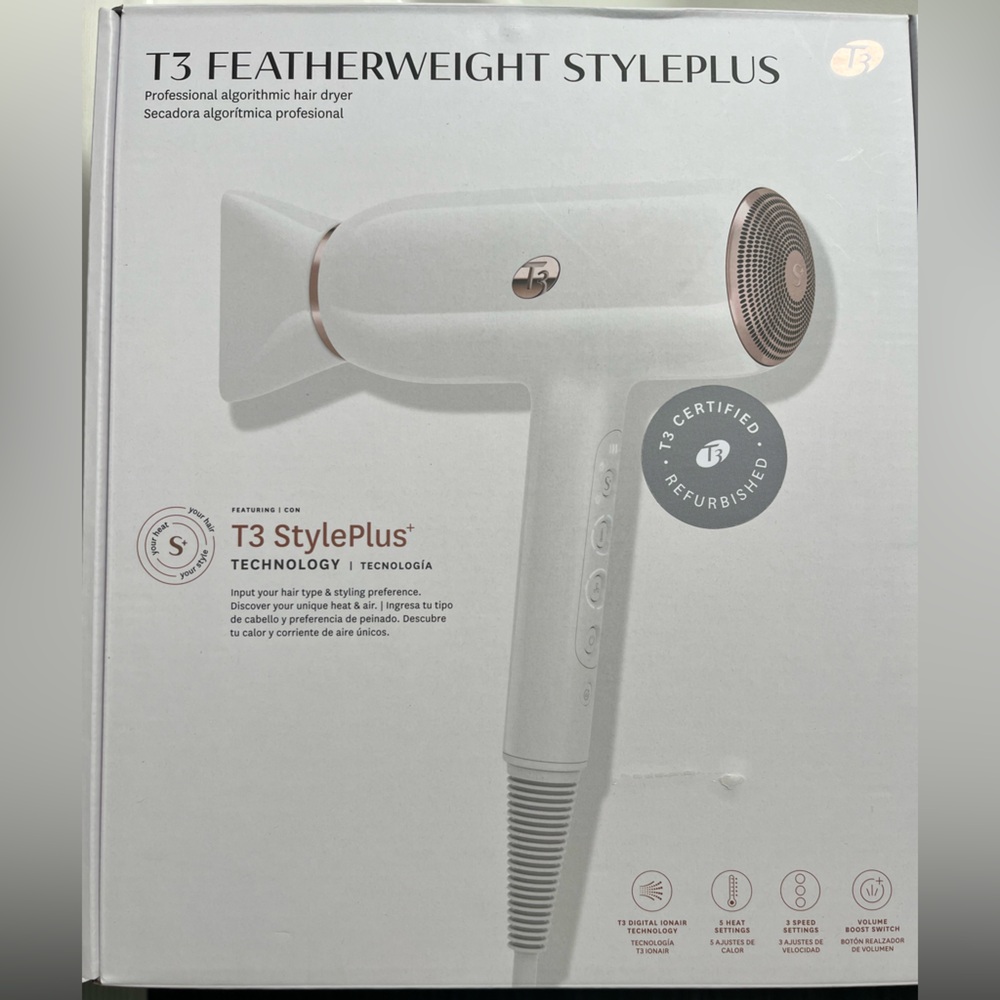 T3 Hair Dryer with White and Rose Gold Design